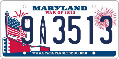 MD license plate 9AN3513