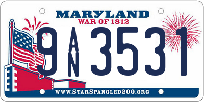 MD license plate 9AN3531