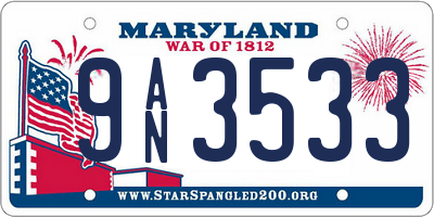 MD license plate 9AN3533