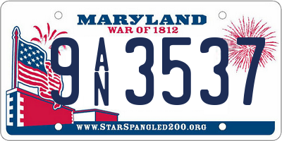 MD license plate 9AN3537