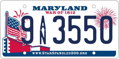 MD license plate 9AN3550