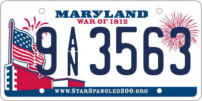 MD license plate 9AN3563