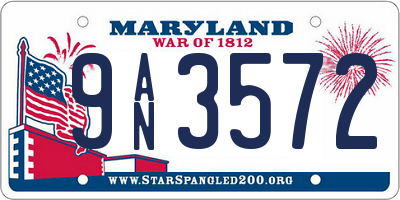 MD license plate 9AN3572