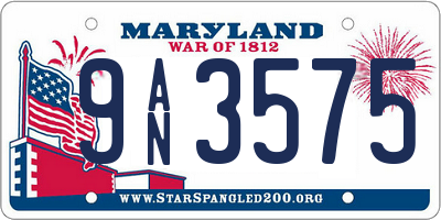 MD license plate 9AN3575