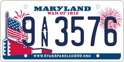MD license plate 9AN3576