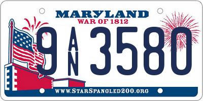 MD license plate 9AN3580