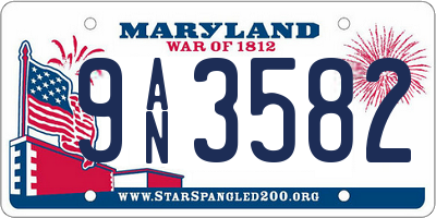 MD license plate 9AN3582