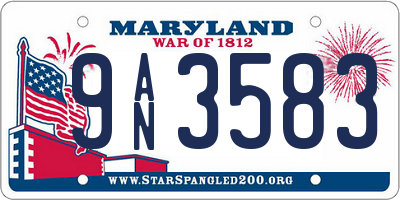 MD license plate 9AN3583