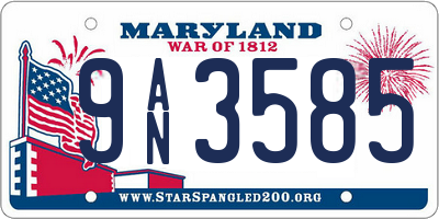 MD license plate 9AN3585