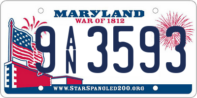 MD license plate 9AN3593