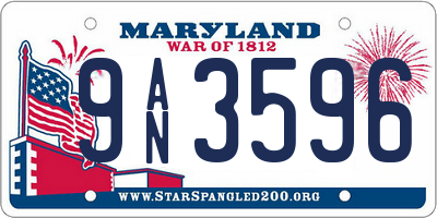 MD license plate 9AN3596