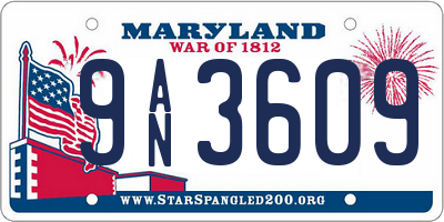 MD license plate 9AN3609