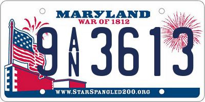 MD license plate 9AN3613