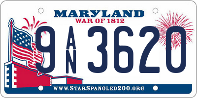 MD license plate 9AN3620