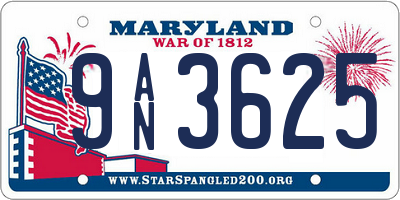 MD license plate 9AN3625