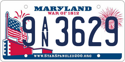 MD license plate 9AN3629