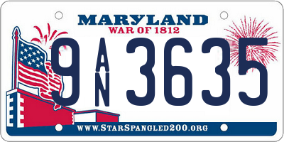 MD license plate 9AN3635