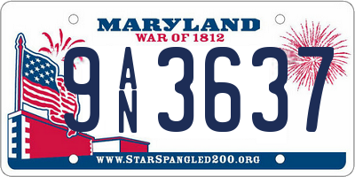 MD license plate 9AN3637