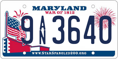 MD license plate 9AN3640