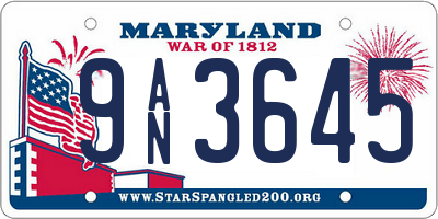 MD license plate 9AN3645