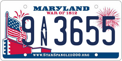MD license plate 9AN3655