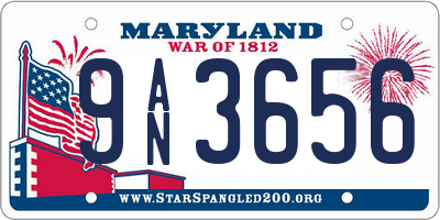 MD license plate 9AN3656