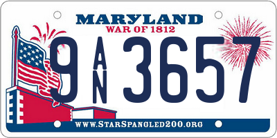 MD license plate 9AN3657