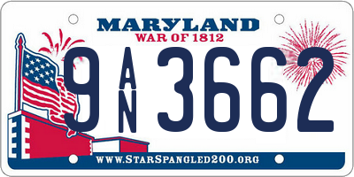 MD license plate 9AN3662