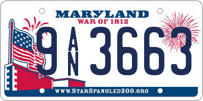 MD license plate 9AN3663