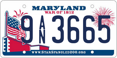 MD license plate 9AN3665
