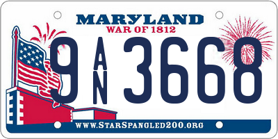 MD license plate 9AN3668