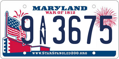 MD license plate 9AN3675