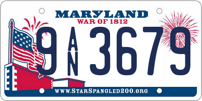 MD license plate 9AN3679
