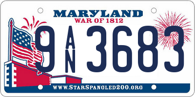 MD license plate 9AN3683
