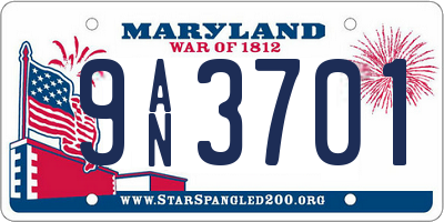 MD license plate 9AN3701