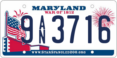 MD license plate 9AN3716