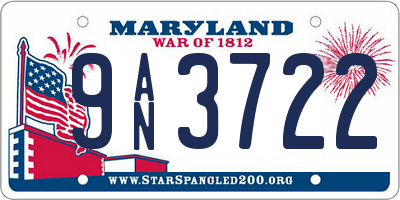 MD license plate 9AN3722