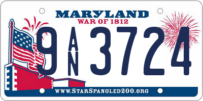 MD license plate 9AN3724