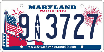 MD license plate 9AN3727