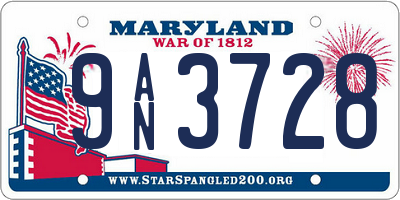 MD license plate 9AN3728