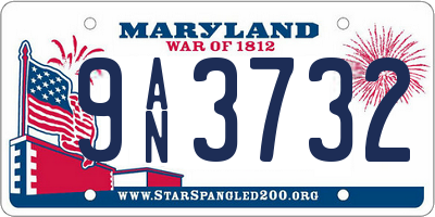 MD license plate 9AN3732
