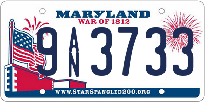MD license plate 9AN3733