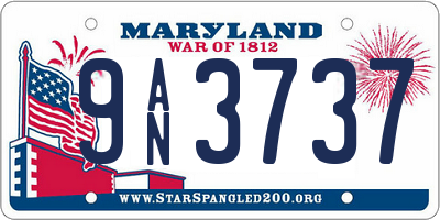 MD license plate 9AN3737