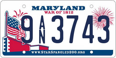 MD license plate 9AN3743