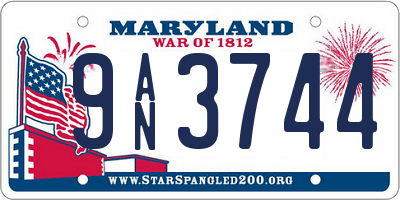 MD license plate 9AN3744