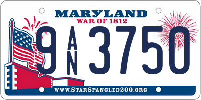 MD license plate 9AN3750