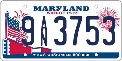 MD license plate 9AN3753