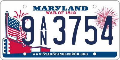 MD license plate 9AN3754