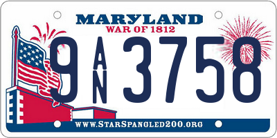 MD license plate 9AN3758