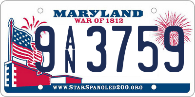 MD license plate 9AN3759